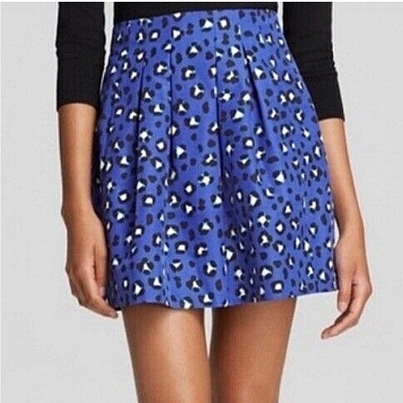 kate spade Dresses & Skirts - New with Tags Kate Spade Cyber cheetah box pleat mini skirt emperor royal blue 2